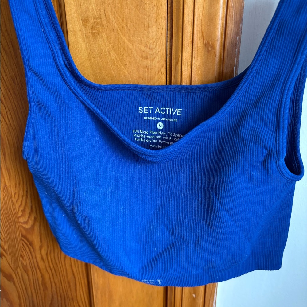 SET Active Royal Blue Ribbed Tank - Picture 3 of 4